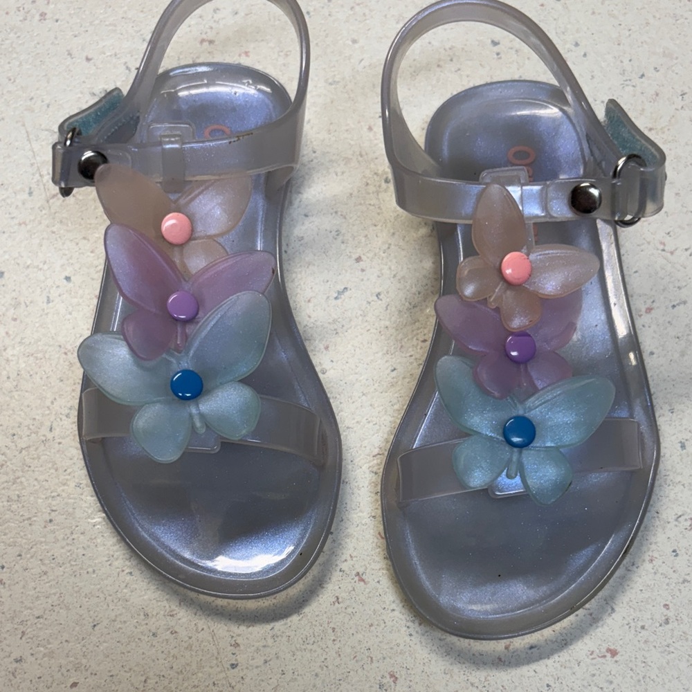 OshKosh B'gosh Clear Sandals with Pastel Butterfly Accents